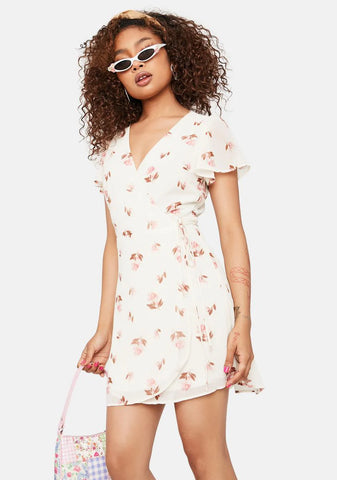 Touch The Sunlight Floral Wrap Mini Dress
