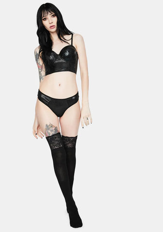 Daring Damsel Faux Leather Bustier Panty Set