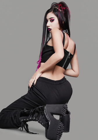 Losing My Grip Spiked Lace-Up Top