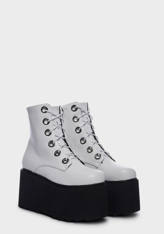 White Renegage Platform Boots