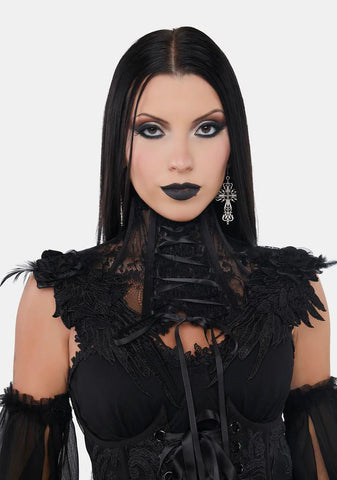 Atonement Gothic High Neck Feather Collar