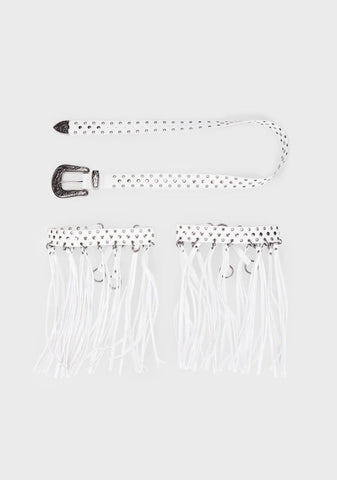 Cavern Crazy Fringe Belt - White
