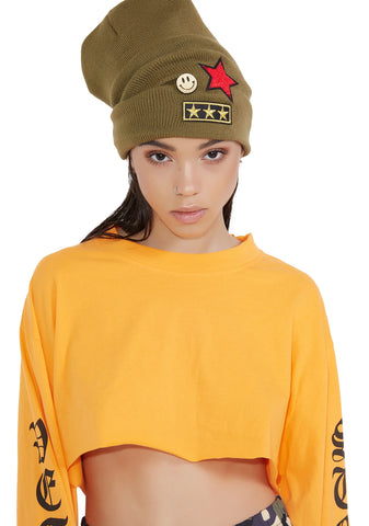 Air Raid Military Patch Beanie