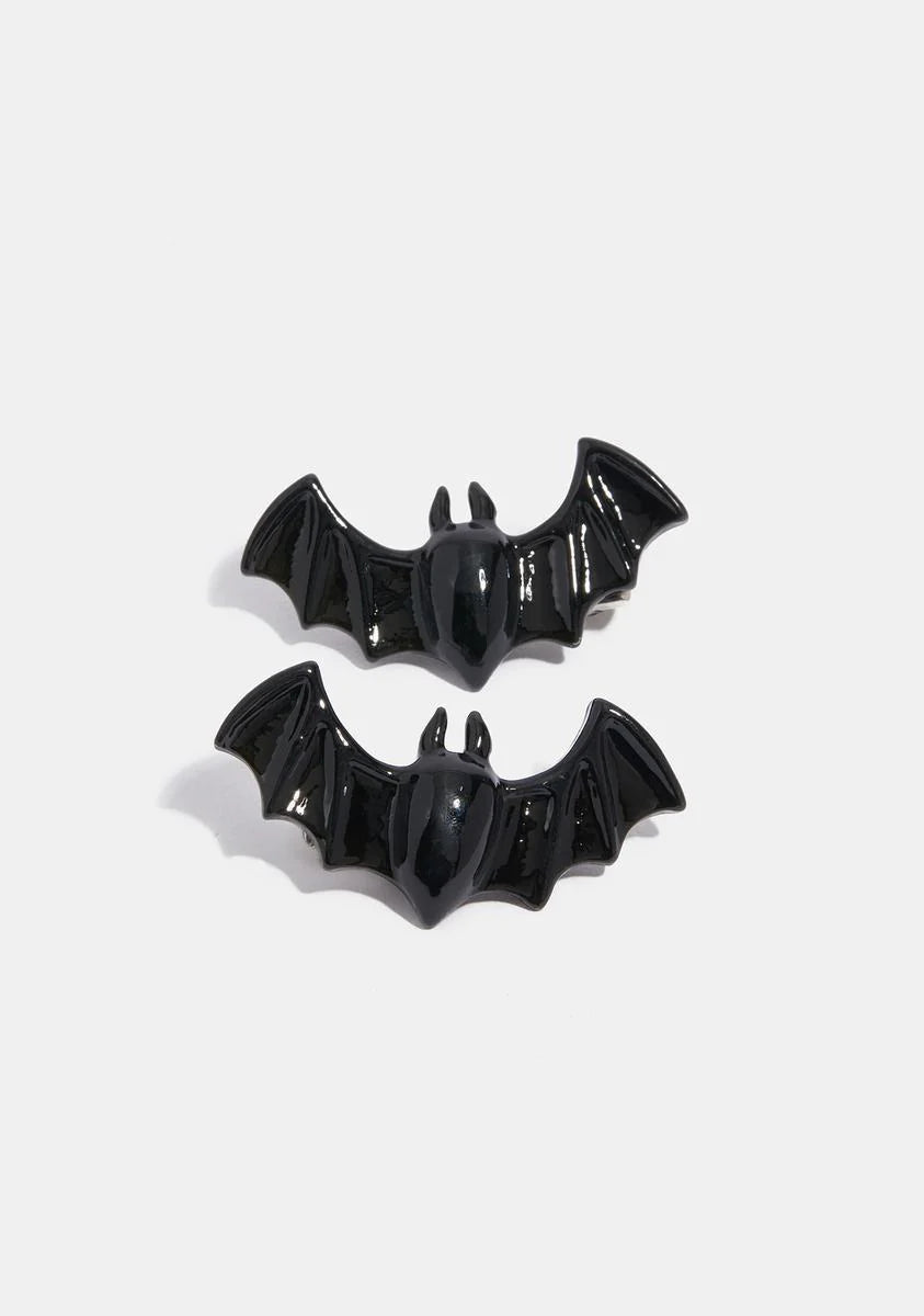 Lil Black Bats Hair Slides Pair
