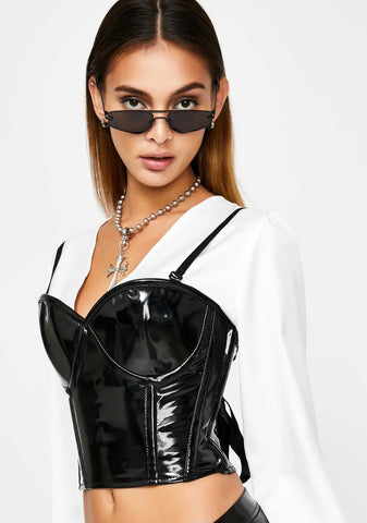 Lavish Black Vinyl Bustier