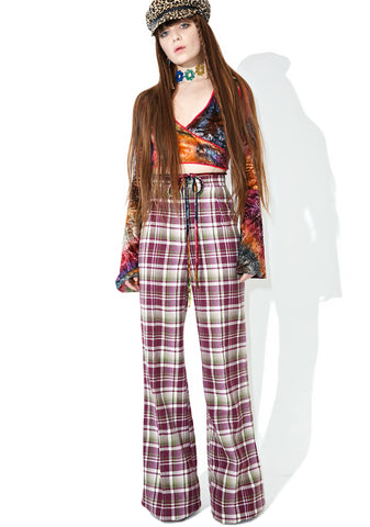 Vintage Purple Plaid High Waisted Pants