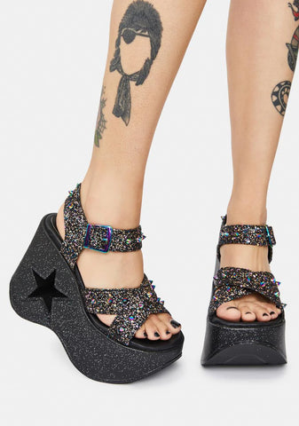 Dark Glitter Party In My Head Platforms