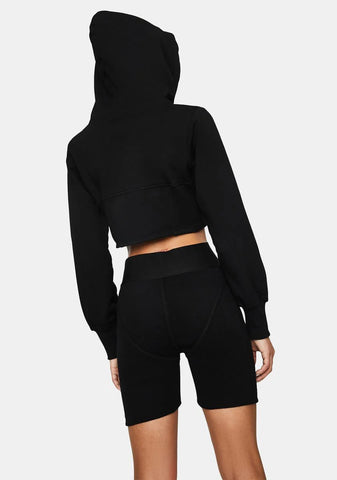 The Black Cropped Hoodie