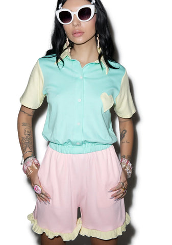 You Got It Dude Ruffle Romper - Pink