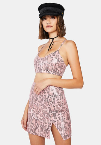 Pink Snake Wren Mini Skirt