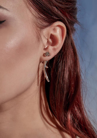 Hidden Thorn Rose Stud Earrings