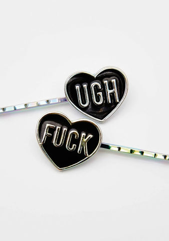 Ugh Are You Serious Heart Hair Clips
