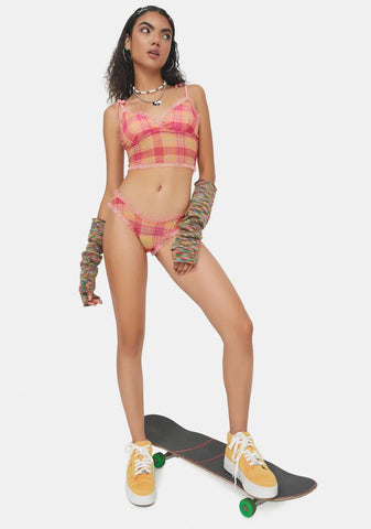 Chasing Sunshine Plaid Lingerie Set