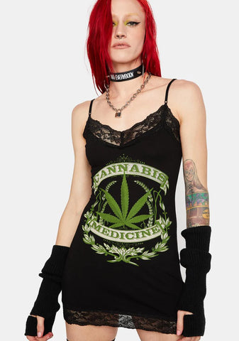 Black Cannabis Cami Mini Dress