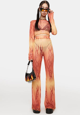 Heartbreaker Mesh Flare Pants