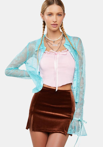 Chocolate Milk N' Cookies Velour Mini Skirt