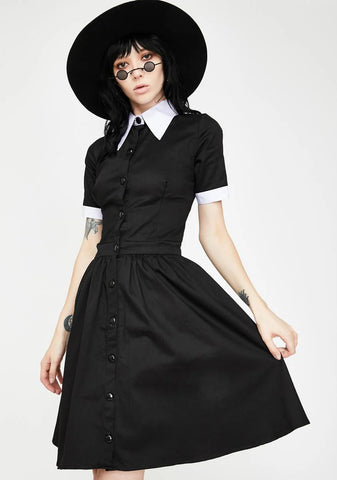 Wednesday Addams Short Sleeve Mini Dress