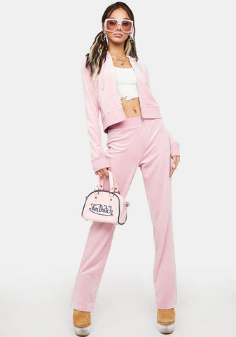 Rose Rhinestone Logo Zip-Up Hoodie