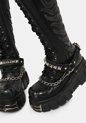 Pyramid Studded Boot Straps Set