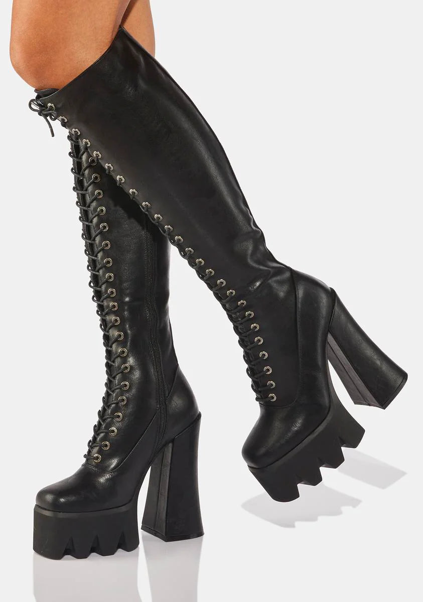 No Promises Chunky Platform Knee High Boots