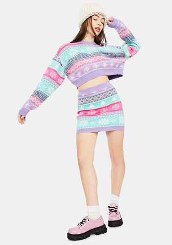 Visions Of Sugarplums Fairisle Mini Skirt