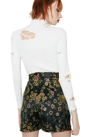 Fall Bloom Embroidered Shorts