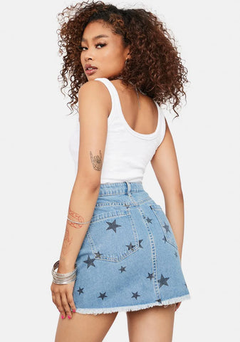 One Hit Wonder Star Denim Skirt
