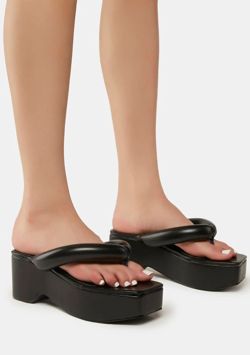 Black Scotia Platform Sandals