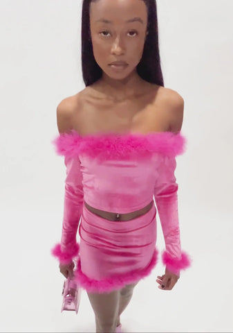 Filthy Femme Velvet Crop Top - Pink