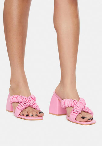 Elsa Ruched Criss Cross Block Heels