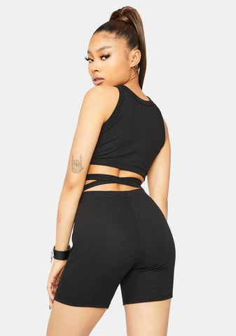 Wicked Young Hearts Wrap Top And Shorts Set