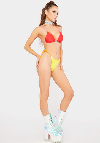 The Red Contrast String Bikini Top