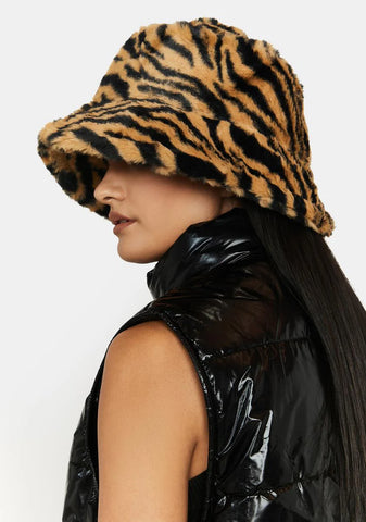 Tan In The Wild Fuzzy Bucket Hat