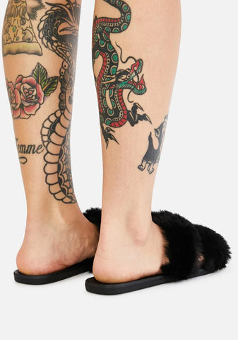 Hey Mailman Faux Fur Slides