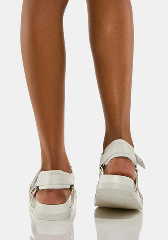 White Here For The Banter Flatform Sandals