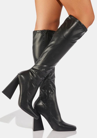 Noir Room For One Knee High Boots