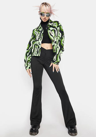 Green Swirl Print Schacket