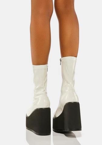 White Lights Out Platform Boots
