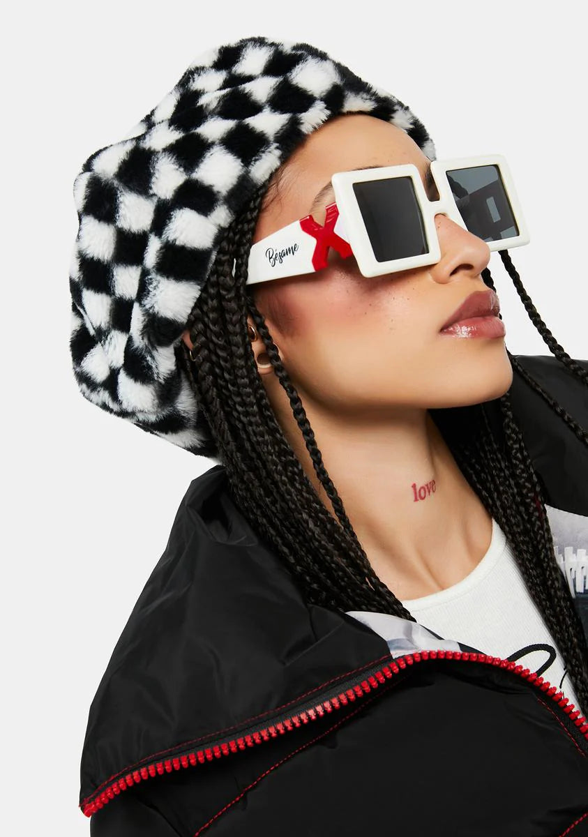 White Boxy Tic Tac Toe Sunglasses