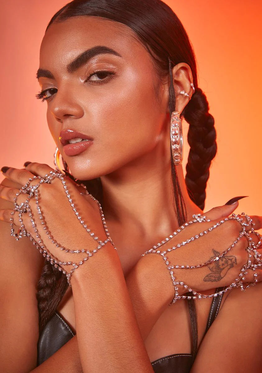 Showing Off Rhinestone Link Hand Jewelry Set