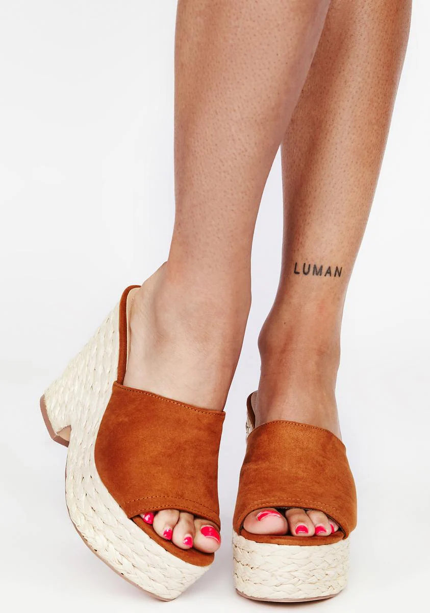 Tan Picnic Dates Platform Sandals