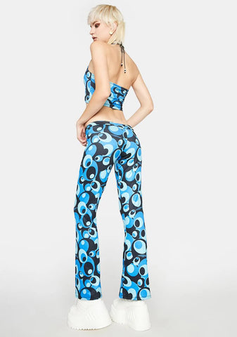 Blue Bobble Flare Pants