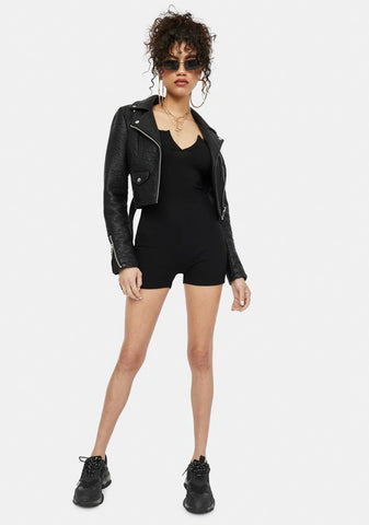 Casual Cutie Notched V-Neck Tank Romper