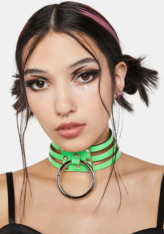Neon Green Cut-Out O-Ring Choker