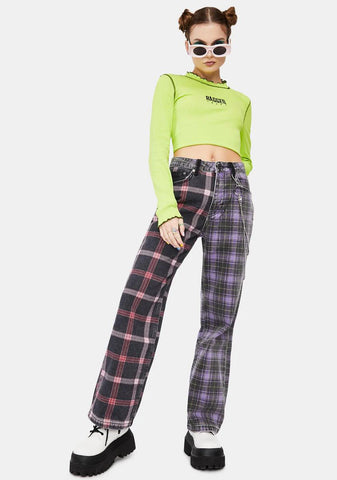 Jekyl Mix Check Dad Jeans