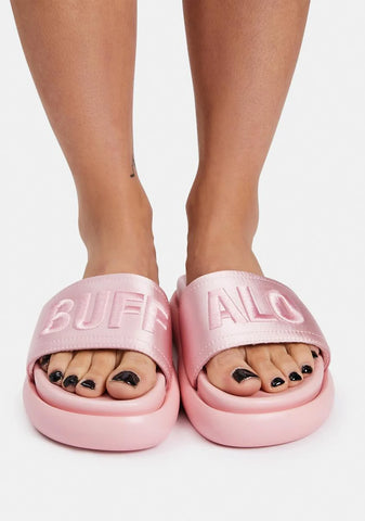 Pink Metallic Reggie Platform Slides