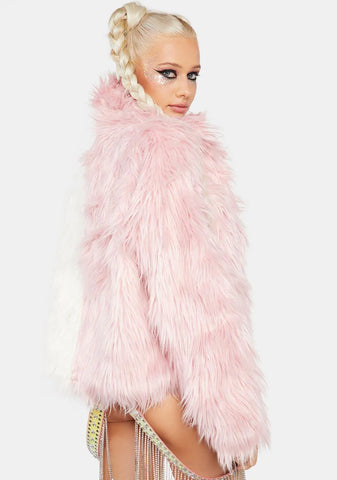 Blush Balancing Act Faux Fur Jacket