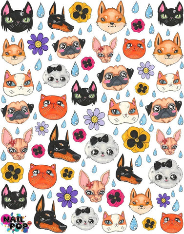 Cats & Dogs Water Slide Nail Decals