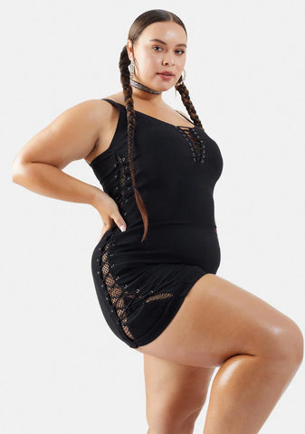 Real Stallion Sass Lace-Up Mini Dress