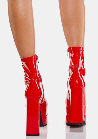 Red Cassette Platform Boots